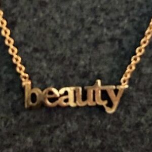 Gold Filled “Beauty" Word Pendant Necklace